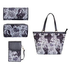 Ladies' Printed Fabric Combo –Tote Bag, Wallet,  Phone Wallet & Jewellery Case